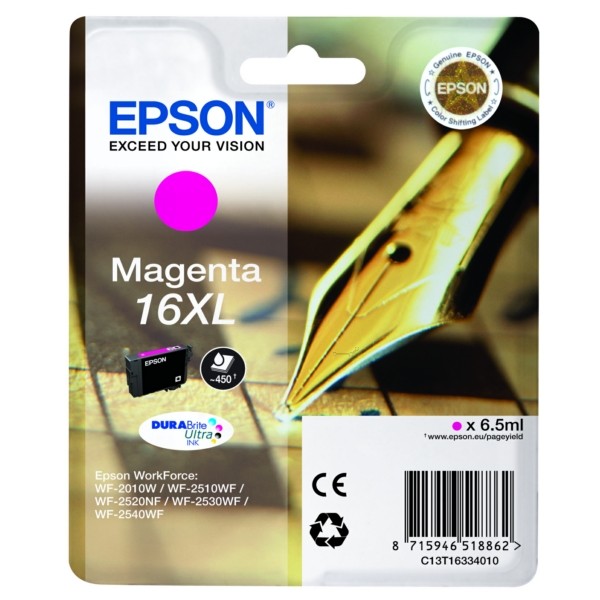 Original Epson 16XL T1633 C13T16334012 C13T16334022 Tinte Magenta-image