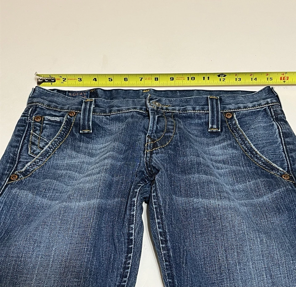 Lucky Brand Lil Maggie Jeans Women's Tag 6/28 Measures 30x28 Blue Cut Fray Hem - Image 3 of 4