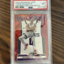 2020 PANINI CONTENDERS #33 TYRESE HALIBURTON UNIFORMITY-RED CRACKED ICE PSA 9