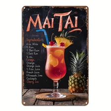 Mai Tai Recipe Weather Resistant Aluminum Tin Metal Signs Home Décor 8x12 