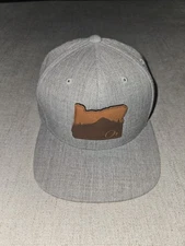Branded Bills Oregon State Leather Patch Snapback Hat Cap Gray Yupoong Classics