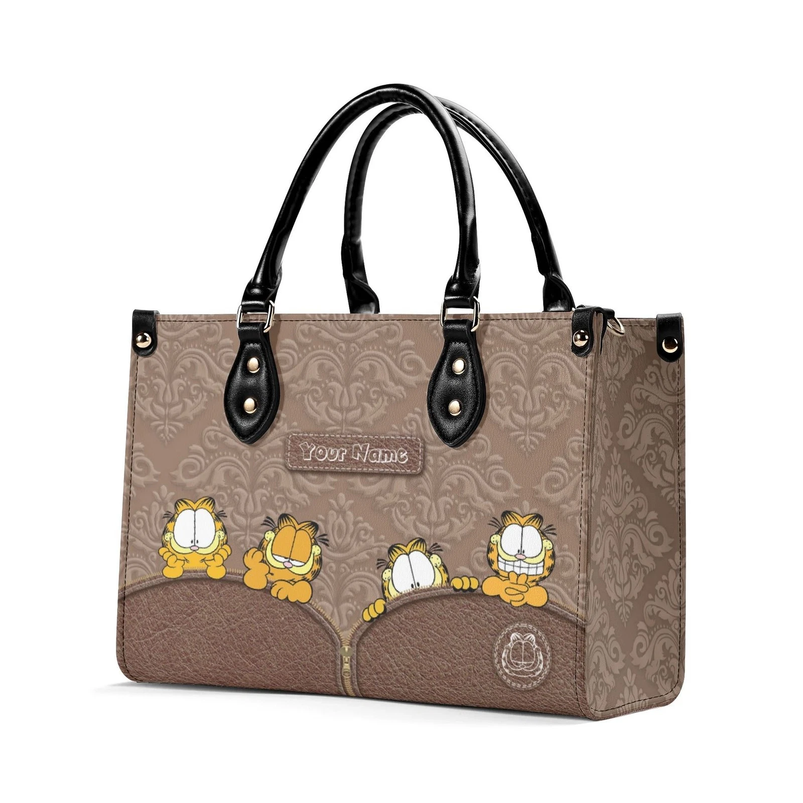 Garfield Handbag, Cartoon Cat Leather Bag, Funny Comic Character Handbag