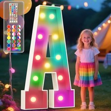 Marquee Light Up Letters, 34 Colors Changing Marquee Letter 4 4FT Letter A