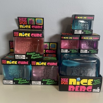 7 pc. NeeDoh Super Solid Squish Cubes! Stress Reliever Blue/Purple/Pink