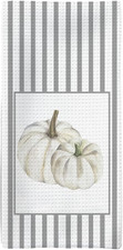 Fall White Pumpkin Farmhouse Kitchen Dishcloths Tea Towels, Rustic Cottagecore P