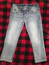 Vigoss Jeans Womens Blue Capri Embroidered Mid Rise Heritage Fit Denim Sz 2  L21