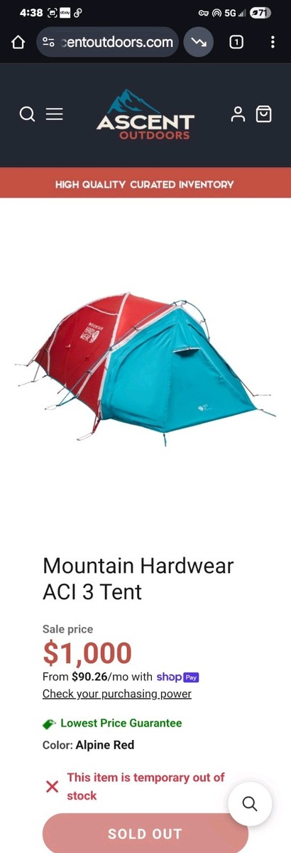 Mountain Hardware ACI-3 Person Season Mountaineering Tent - Main Image