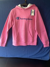 Champion Girls Kids Pink Hoodie Sweatshirt Size Large New