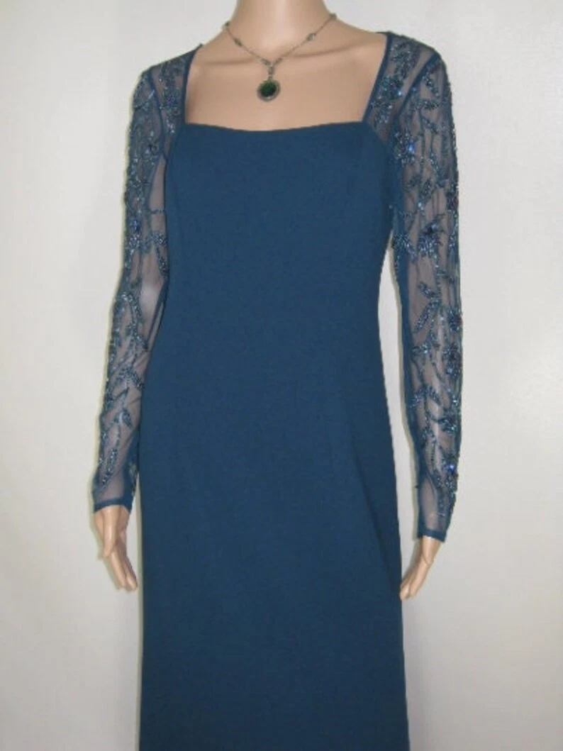 Adrianna Papell Vestido de Baile / Vestido de Cóctel Turquesa con Adornos, 34 *NOBLE*