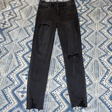 American Eagle Women  s Black Holey Jeggings Size 10 Long