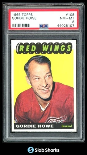 1965 TOPPS #108 GORDIE HOWE PSA 8
