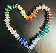  50 Artisan Lampwork Glass Beads Matte Dot Pink Green 10 Color Lots Rondelle