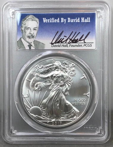 2017 American Silver Eagle 1oz Coin PCGS MS70 ~ David Hall Hand Signed Label
