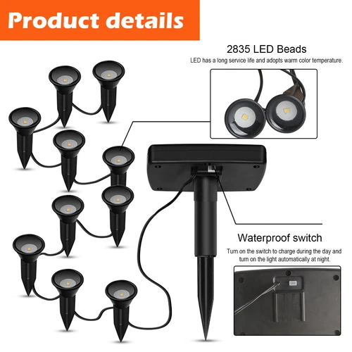 10 IN 1 Solar LED Spot Light Outdoor Garden Landscape Spotlights Lamp Waterproof - Picture 11 of 11
