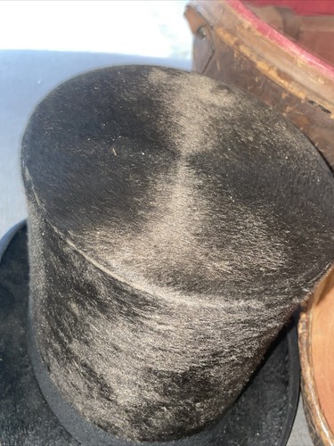 Cappello superiore inglese ""Superior"" anni 1840-60 CASTORO e custodia/scatola in pelle. RARO!!GRANDE Taglia - Foto 7 di 15