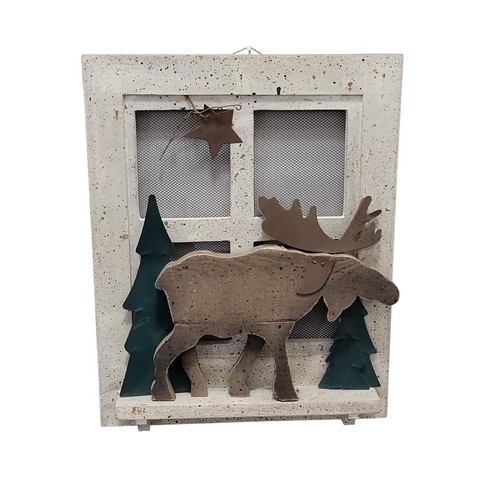 Affascinante Alce Fuori Finestra Montaggio a Parete Decorazione Natalizia Festività Legno - Foto 4 di 5