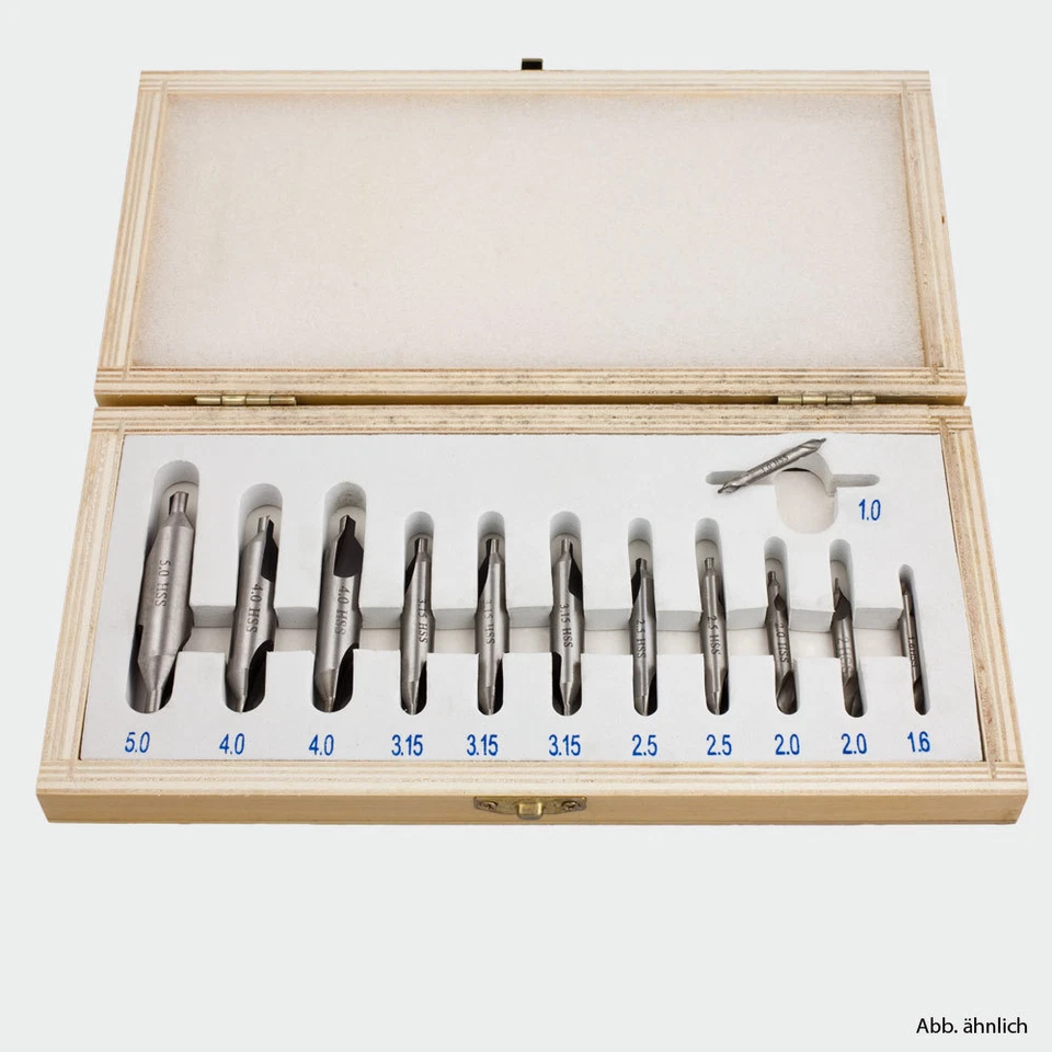 KOBRATEC GMBH Zentrierbohrer - Set 12-teilig, 1-5mm, 60° Zentrierer HSS