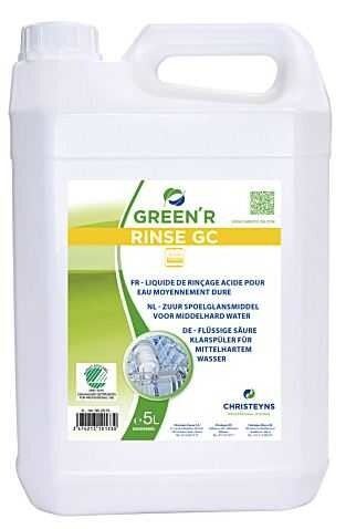 Liquide de rincage Green'r Rinse GC séchage rapide eau calcaire 5L