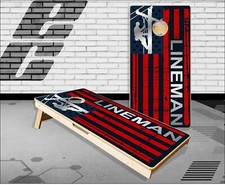 Lineman Line Flag Cornhole Boards Bean Bag Toss Game