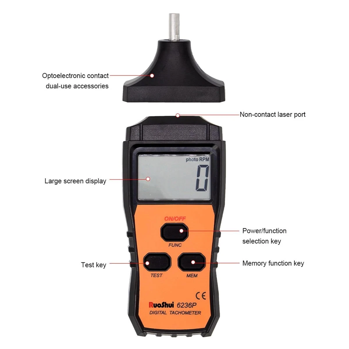 Tacómetro Digital 2.5-99999 RPM Láser Tacómetro RPM Sensor Inteligente Tacómetro