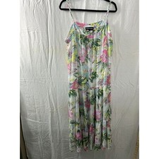 DKNY Jeans Summer Floral Dress XL Sundress Strappy Ruffles Fairy