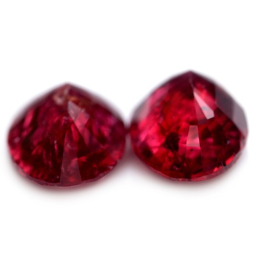 Certified 0.66ct Natural Untreated Red Color Ruby Unheated Oval Matching Pair - Picture 2 of 4