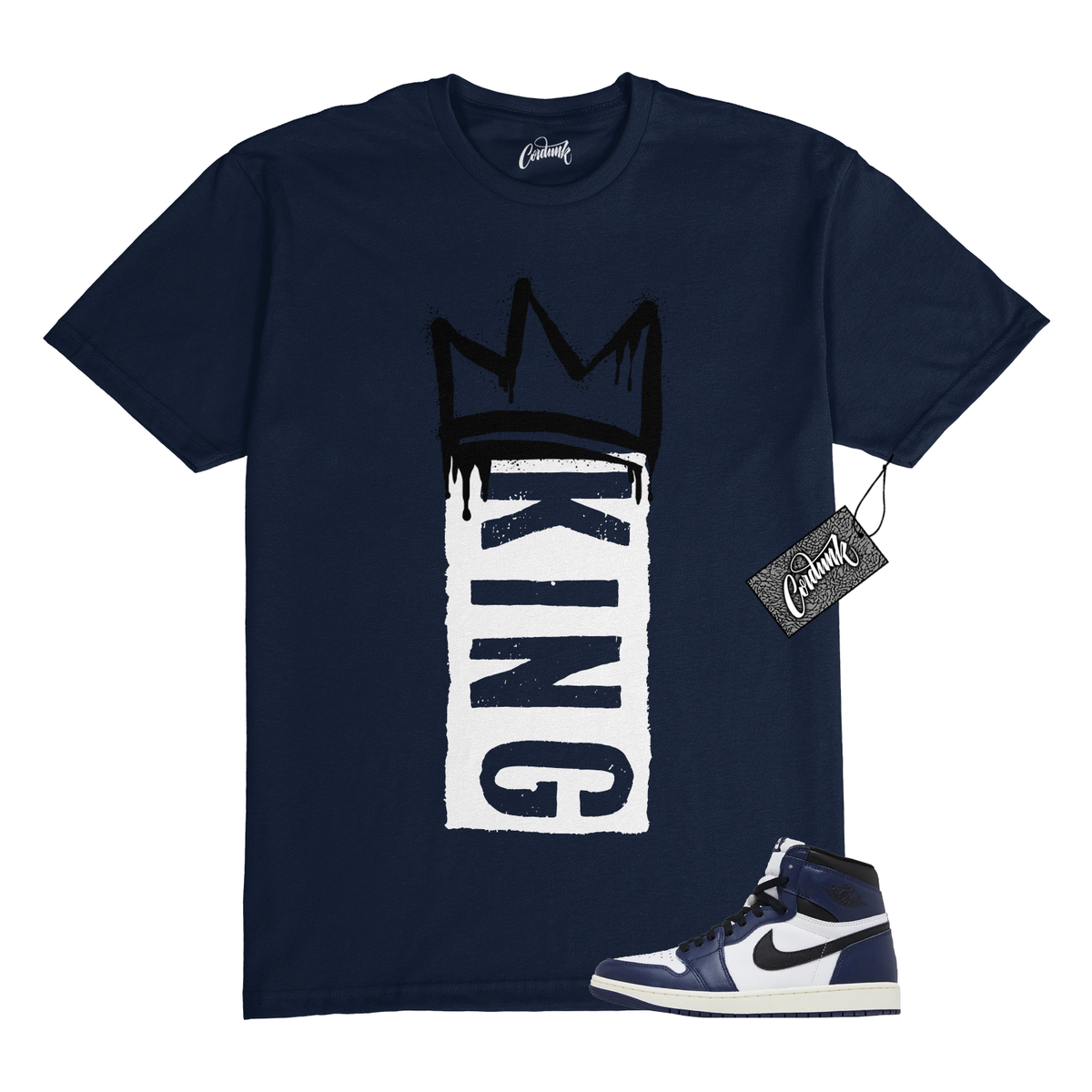 1 Midnight Navy Black White Sail Retro High OG T Shirt to Match K1