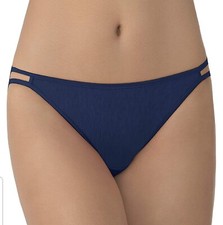 Vanity Fair Women's Size 8 Illumination String Bikini Panty - Navy Dark Blue