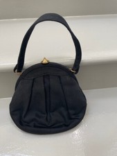 Vintage wool flannel handbag; satin lined