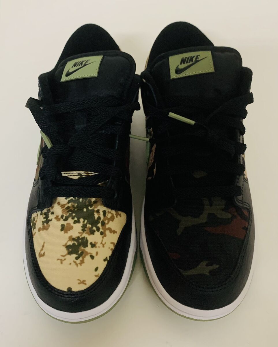 Nike Dunk Low SE Crazy Camo Mens Sz 8 Black Oil Green White Nike Dunk Low SE Crazy Camo Mens Sz 8 Black Oil Green White