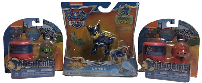 Paw Patrol Mighty Pups Super Paws Chase Figure & 2 Mahems with Carrying Cases