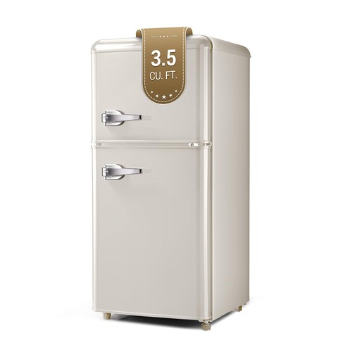 Maine Retro Compact Fridge with Freezer 3.5 Cu. Ft. Small Refrigerator