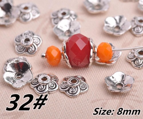 Metal Flower Bead Caps Tibetan Silver Color Beads Jewelry Making Charms 50Pcs - Picture 15 of 34