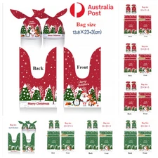 50 Pcs Christmas Candy Treat Bag Apple Wrapping Gift Bag Party Drawstring Bag AU