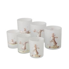 Windlicht Teelichthalter Ostern Hase mit Kind Nostalgie 2 er Set Motiv wählbar