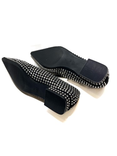 Zara Womens Shoes NEW Rhinestone Flats Black Pointed Toe Size 9 EU 40 NWT - Picture 12 of 16