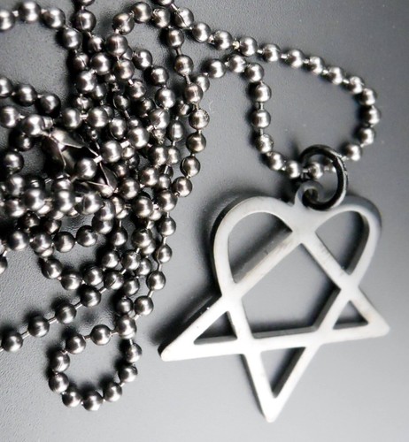 Him Heartagram Necklace Black Finish New Pendant Ville Valo Ball Chain - Picture 7 of 8
