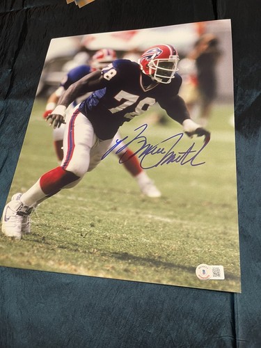 BUFFALO BILLS BRUCE SMITH #78 SIGNED 11X14 PHOTO HOF 2009 Blue Pose Beckett - 第 1/1 張圖片
