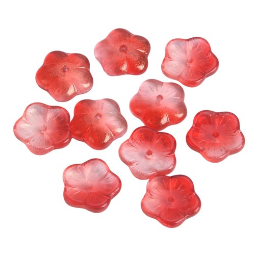 10pcs Red Golden Flower Shape 13.5mm Crystal Lampwork Glass Loose Beads DIY Lot - Picture 3 of 6