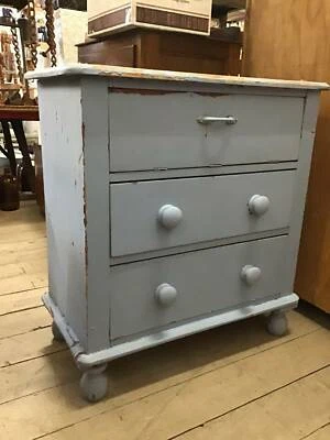 Vintage Timber Chest Of Drawers Tallboy Blue Farmhouse Tv Stand