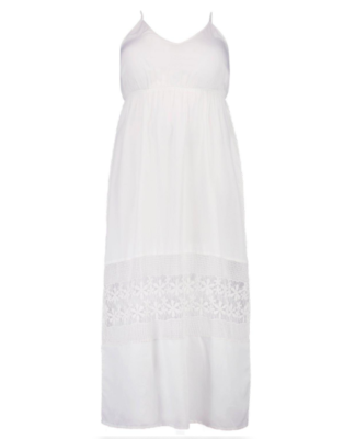 Boohoo Plus Kara Crochet Insert Plunge Maxi Dress IVORY Size 14 | eBay