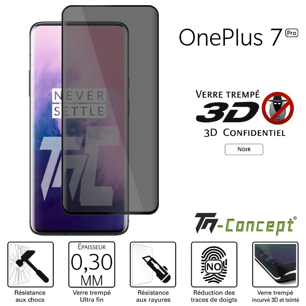OnePlus 7 Pro verre trempé anti-espion TM Concept pour protéger votre vie privée des regards