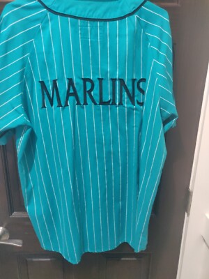 Vintage 90's MLB Florida Marlins Starter Pinstripe Teal Full