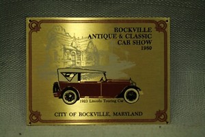 Vintage Solid Brass Dash Plate Rockville Maryland 1923 Lincoln Touring Car Show Ebay