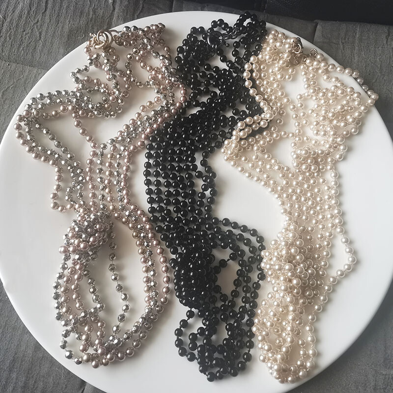 30 Inch Beaded Multi-Strand Necklace for Women with 3 Color Options Fashion Jewelry Gift