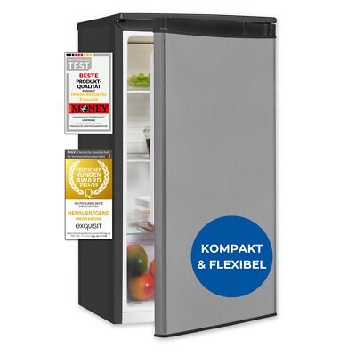 Exquisit Vollraumkühlschrank KS585-V-090E inoxlook | 75 Liter | Ohne Gefrierfach