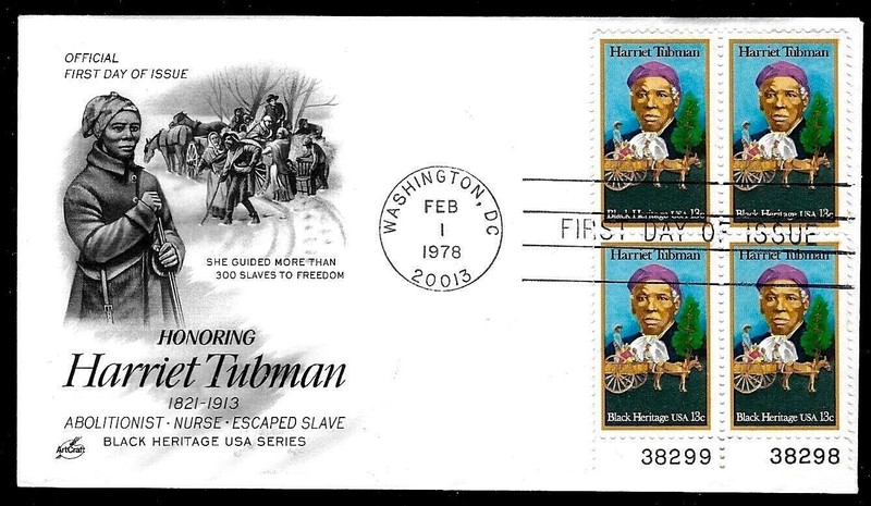 1744 13c Stamp (1978) THE HARRIET TUBMAN FDC BY ART CRAFT CACHETS - PLATE BLOCK