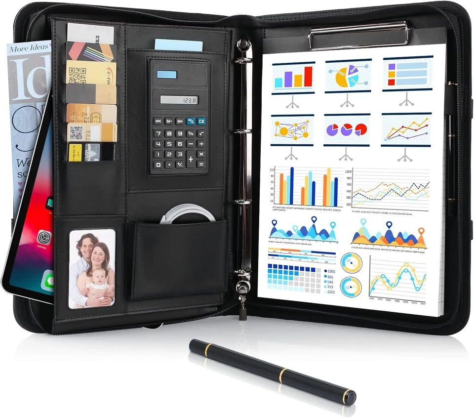 MVPOWER Premium Ledermappe A4 - Konferenzmappe - Dokumentenmappe - Schreibmappe Reißver