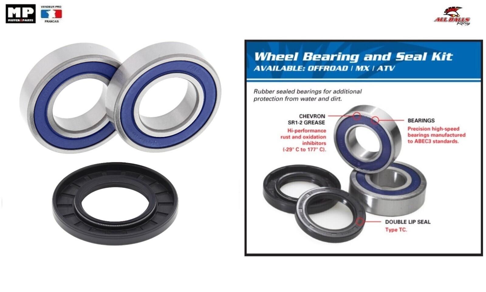 Roulements de roue avant 25-1416 Husqvarna TE 610 haute résistance