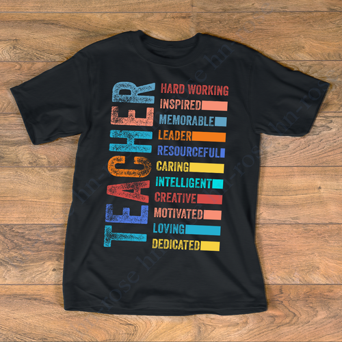 Teacher - Hard Working Inspired Intelligent Motivated - Back to School T-Shirt - Picture 3 of 5
